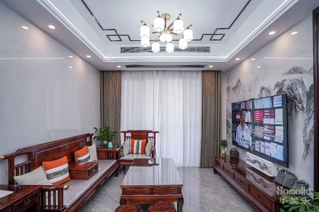 120㎡新中式三居，水墨風(fēng)典雅客廳，心素如簡(jiǎn)，禪意四溢
